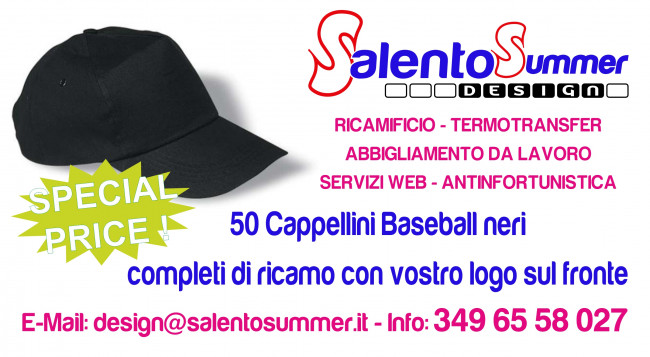 STOCK 50 Cappellini baseball Neri ricamati