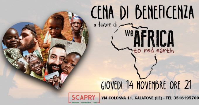 Giovedì 14 Novembre Cena di Beneficenza per We Africa - Galatone